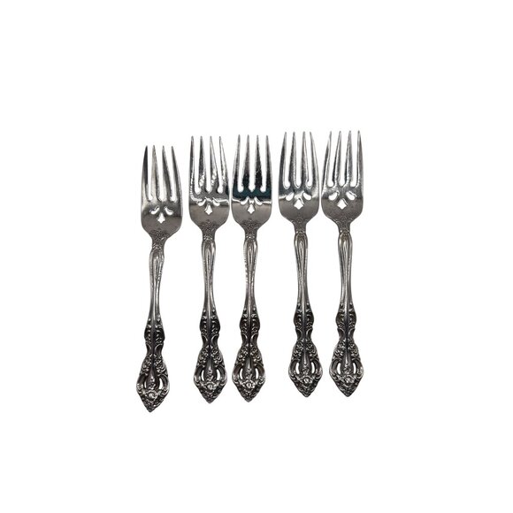 Oneida Michelangelo 5-Piece Silver Plated Salad Forks Set - Picture 2 of 5